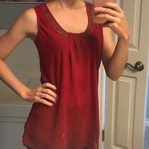 Small Willi Smith Red Blouse with gold studs